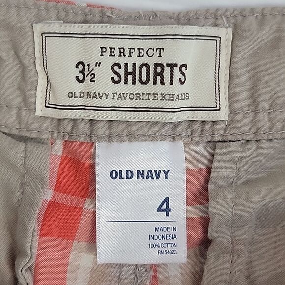 Old Navy plaid khakis 3 1/2 shorts - orange & tan Women's Size 4 - Picture 7 of 10